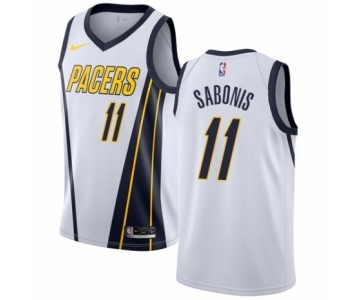 Men's Nike Indiana Pacers #11 Domantas Sabonis White Swingman Jersey - Earned Edition