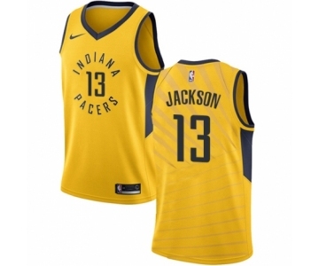 Men's Nike Indiana Pacers #13 Mark Jackson Swingman Gold NBA Jersey Statement Edition