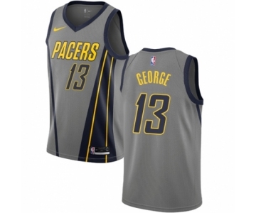 Men's Nike Indiana Pacers #13 Paul George Authentic Gray NBA Jersey - City Edition