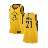 Men's Nike Indiana Pacers #21 Thaddeus Young Swingman Gold NBA Jersey Statement Edition