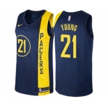 Men's Nike Indiana Pacers #21 Thaddeus Young Swingman Navy Blue NBA Jersey - City Edition