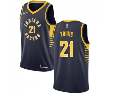 Men's Nike Indiana Pacers #21 Thaddeus Young Swingman Navy Blue Road NBA Jersey - Icon Edition