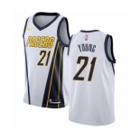 Men's Nike Indiana Pacers #21 Thaddeus Young White Swingman Jersey - Earned Edition