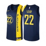 Men's Nike Indiana Pacers #22 T. J. Leaf Swingman Navy Blue NBA Jersey - City Edition