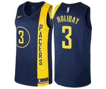 Men's Nike Indiana Pacers #3 Aaron Holiday Swingman Navy Blue NBA Jersey - City Edition