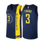 Men's Nike Indiana Pacers #3 Joe Young Authentic Navy Blue NBA Jersey - City Edition