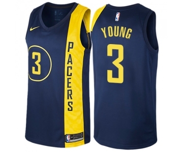 Men's Nike Indiana Pacers #3 Joe Young Authentic Navy Blue NBA Jersey - City Edition