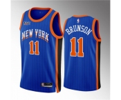 Men New Yok Knicks #11 Jalen Brunson Blue 2023 24 City Edition Stitched Basketball Jersey