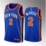 Men New Yok Knicks #2 Miles McBride Blue 2023 24 City Edition Stitched Basketball Jersey