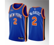 Men New Yok Knicks #2 Miles McBride Blue 2023 24 City Edition Stitched Basketball Jersey