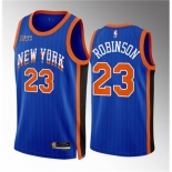 Men New Yok Knicks #23 Mitchell Robinson Blue 2023 24 City Edition Stitched Basketball Jersey