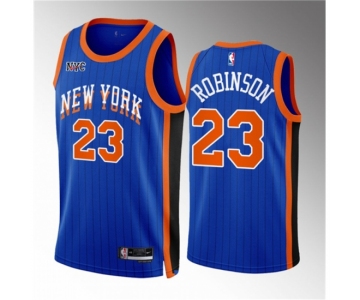 Men New Yok Knicks #23 Mitchell Robinson Blue 2023 24 City Edition Stitched Basketball Jersey