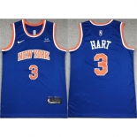 Men New Yok Knicks #3 Josh Hart Blue Stitched Basketball Jersey