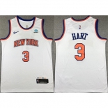 Men New Yok Knicks #3 Josh Hart White Stitched Basketball Jersey