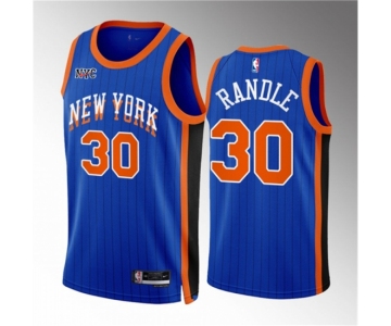 Men New Yok Knicks #30 Julius Randle Blue 2023 24 City Edition Stitched Basketball Jersey