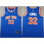 Men New Yok Knicks #32 Karl Anthony Towns Blue Icon Edition Edition Stitched Basketball Jersey