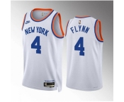 Men New Yok Knicks #4 Malachi Flynn White 2021 22 City Edition Stitched Basketball Jersey