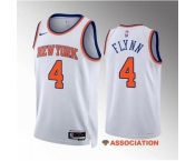 Men New Yok Knicks #4 Malachi Flynn White Association Edition Stitched Basketball Jersey