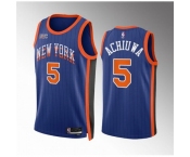 Men New Yok Knicks #5 Precious Achiuwa Blue 2023 24 City Edition Stitched Basketball Jersey