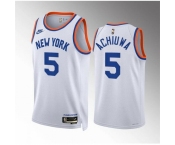 Men New Yok Knicks #5 Precious Achiuwa White 2021 22 City Edition Stitched Basketball Jersey