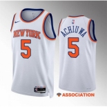 Men New Yok Knicks #5 Precious Achiuwa White Association Edition Stitched Basketball Jersey