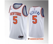 Men New Yok Knicks #5 Precious Achiuwa White Association Edition Stitched Basketball Jersey