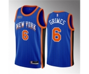 Men New Yok Knicks #6 Quentin Grimes Blue 2023 24 City Edition Stitched Basketball Jersey