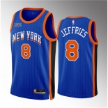 Men New Yok Knicks #8 DaQuan Jeffries Blue 2023 24 City Edition Stitched Basketball Jersey