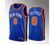 Men New Yok Knicks #8 DaQuan Jeffries Blue 2023 24 City Edition Stitched Basketball Jersey