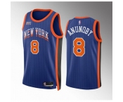 Men New Yok Knicks #8 OG Anunoby Blue 2023 24 City Edition Stitched Basketball Jersey