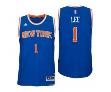 Men New York Knicks #1 Courtney Lee Road Blue New Swingman Jersey