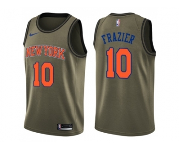 Men Nike New York Knicks #10 Walt Frazier Green Salute to Service NBA Swingman Jersey