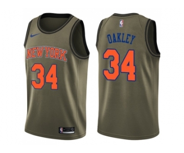 Men Nike New York Knicks #34 Charles Oakley Green Salute to Service NBA Swingman Jersey