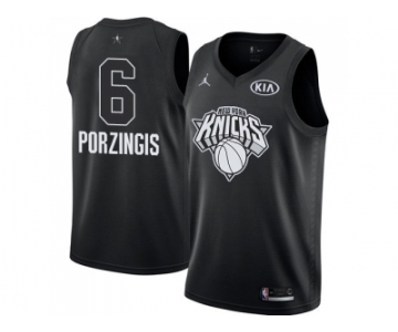 Men Nike New York Knicks #6 Kristaps Porzingis Black NBA Jordan Swingman 2018 All-Star Game Jersey