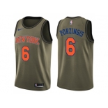 Men Nike New York Knicks #6 Kristaps Porzingis Green Salute to Service NBA Swingman Jersey