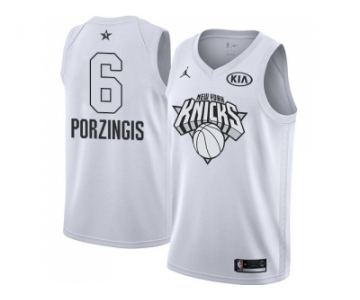 Men Nike New York Knicks #6 Kristaps Porzingis White NBA Jordan Swingman 2018 All-Star Game Jersey