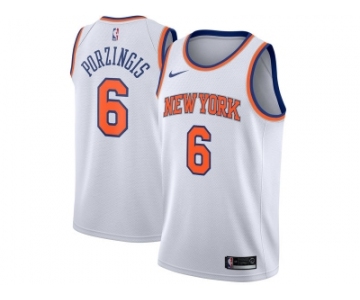 Men Nike New York Knicks #6 Kristaps Porzingis White NBA Swingman Association Edition Jersey