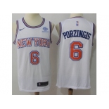 Men Nike New York Knicks #6 Kristaps Porzingis White NBA Swingman Hardwood Classics Jersey