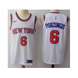 Men Nike New York Knicks #6 Kristaps Porzingis White Stitched NBA Swingman Jersey