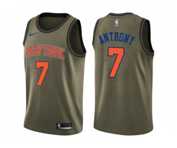 Men Nike New York Knicks #7 Carmelo Anthony Green Salute to Service NBA Swingman Jersey