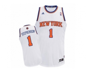 Men's Adidas New York Knicks #1 Lance Stephenson Swingman White Home NBA Jersey