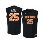 Men's Adidas New York Knicks #25 Derrick Rose Authentic Black Fashion NBA Jersey