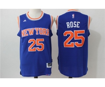 Men's NBA New York Knicks #25 Derrick Rose Blue Jerseys