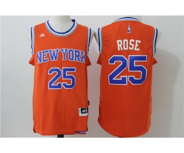 Men's NBA New York Knicks #25 Derrick Rose Orange Jerseys