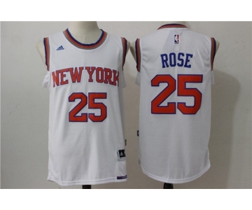 Men's NBA New York Knicks #25 Derrick Rose White Jerseys