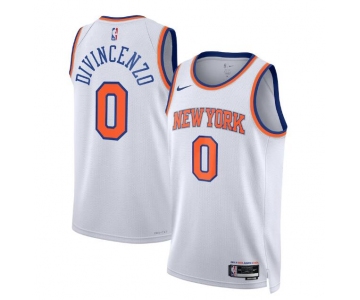 Men's New Yok Knicks #0 Donte DiVincenzo White Association Edition Swingman Stitched Basketball Jersey