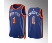 Men's New Yok Knicks #1 Duane Washington Jr Blue 2023-24 City Edition Stitched Basketball Jersey