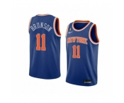 Men's New Yok Knicks #11 Jalen Brunson Blue With NO.6 Stitched Basketball Jersey