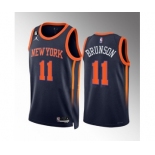 Men's New Yok Knicks #11 Jalen Brunson Navy Statement Edition With NO.6 Patch Stitched