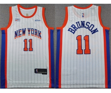 Men's New Yok Knicks #11 Jalen Brunson White 2024-25 City Edition Stitched Basketball Jersey